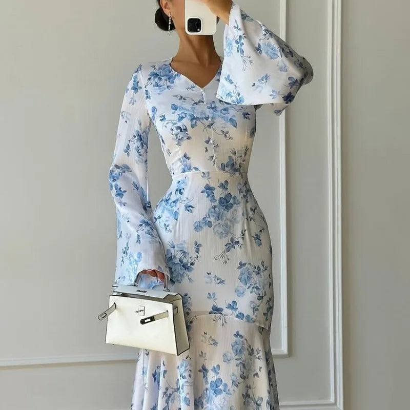 Robe longue élégante à fleurs pour femmes