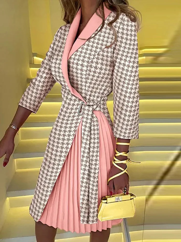 Robe de soirée à manches trois quarts et col en V pour femmes