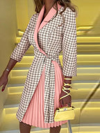 Robe de soirée à manches trois quarts et col en V pour femmes