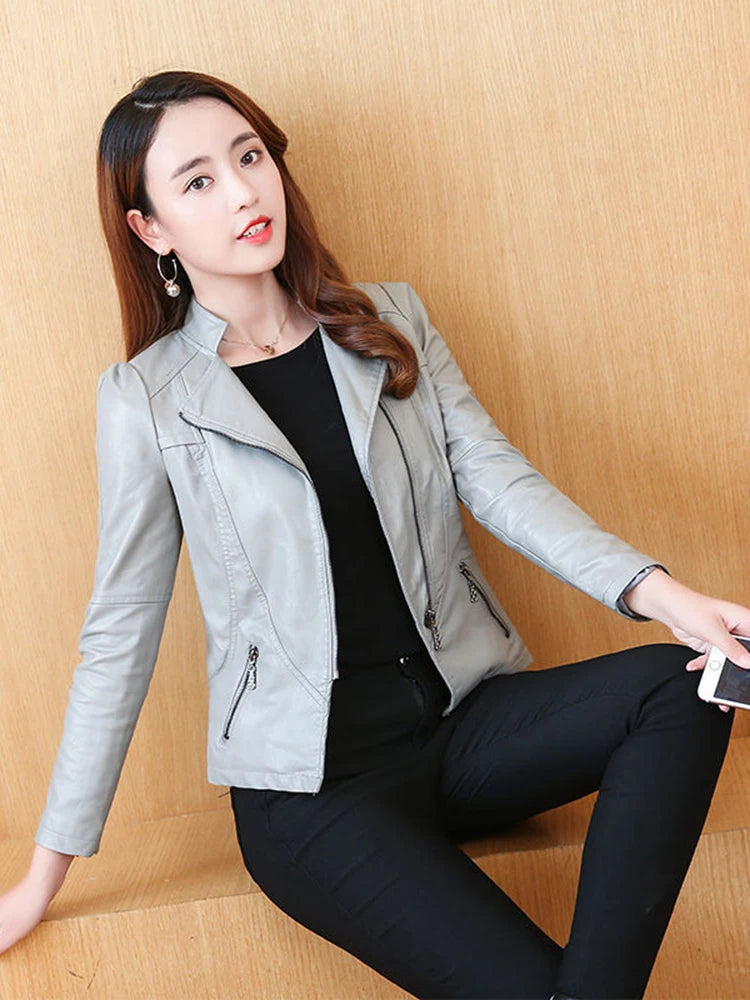 Veste femme en simili cuir zippée