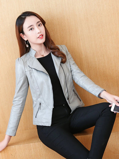 Veste femme en simili cuir zippée