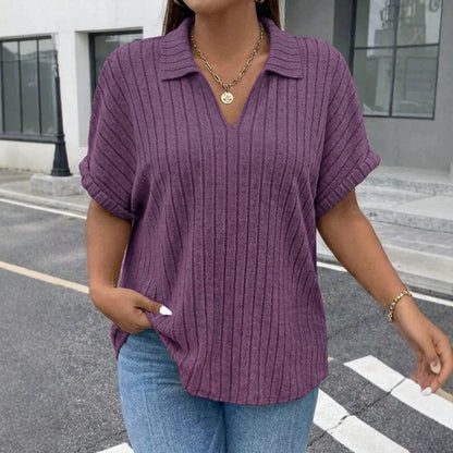 T-shirt en Maille Femme – Coupe Décontractée et Manches Courtes