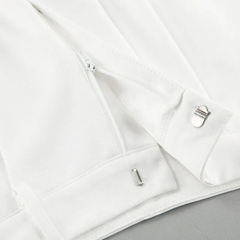 Pantalon blanc taille haute à jambes larges pour femmes