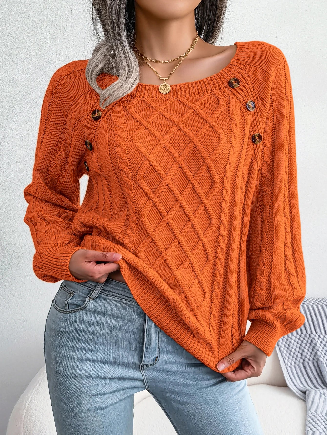 Pulls en tricot à col carré uni décontractés pour femmes