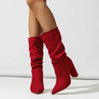 Bottes mi-mollet à talons épais pour femmes