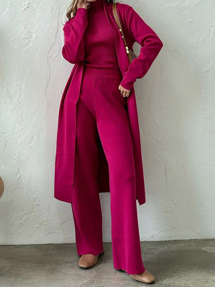 Ensemble 3 pièces cardigans longs pour femmes