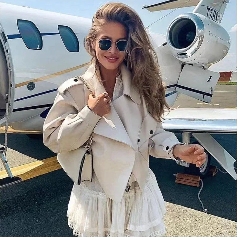 Veste en similicuir souple pour femmes