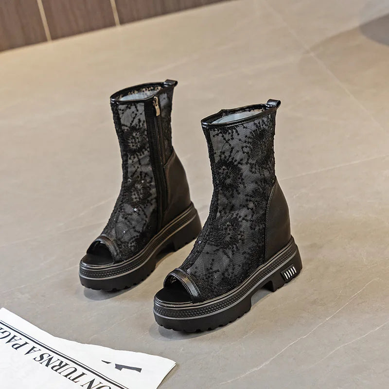 Bottes hautes à plateforme pour femmes
