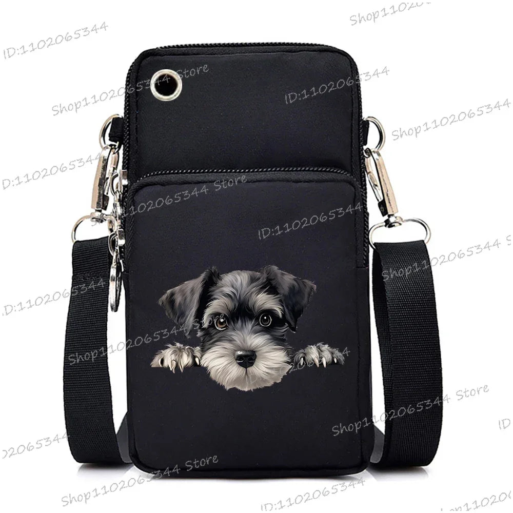Sac à main pour téléphone portable imprimé chien 3D pour femmes