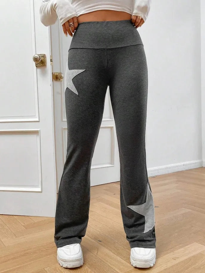Pantalon long avec motif étoile pour femmes
