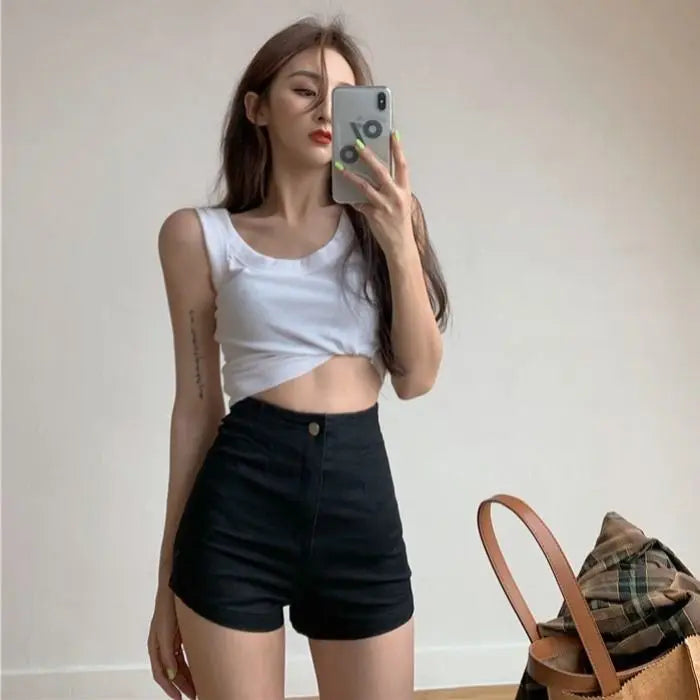 Short en jean  court taille haute sexy pour femmes