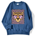 Sweat-shirt à capuche imprimé léopard et soleil pour femmes