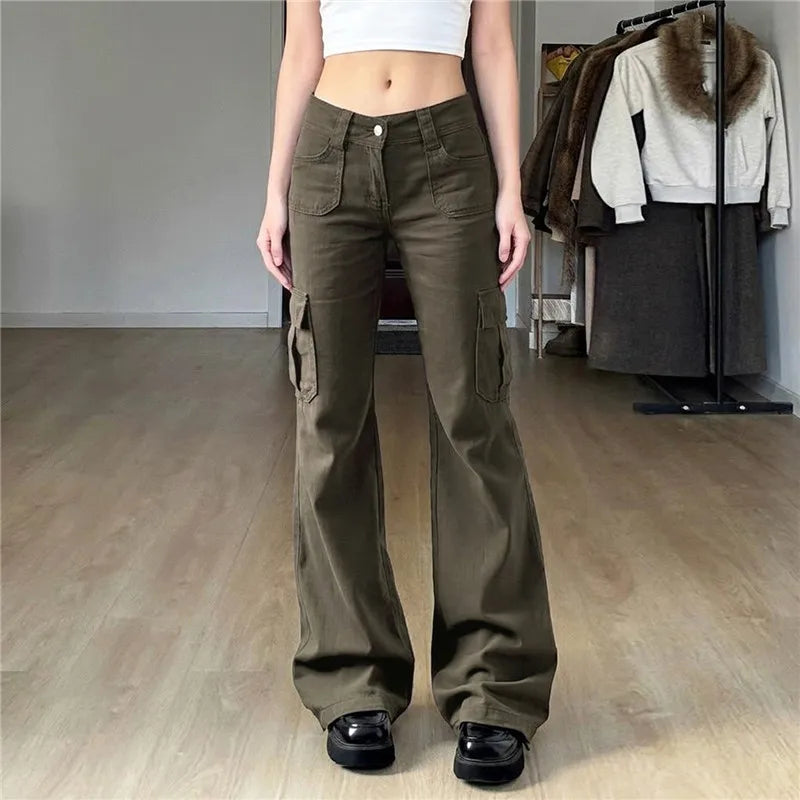 Jean Marron Droit Taille Basse – Style Urbain