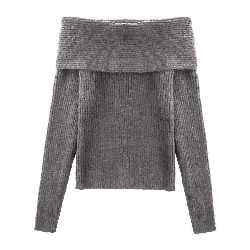 Pull Chic Femme – Col Ras du Cou et Épaules Dénudées