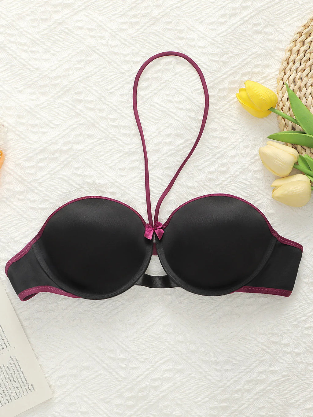 Soutien-gorge sexy papillon brodé suspendu au cou pour femmes