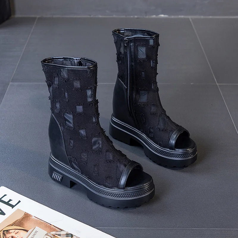 Bottes hautes à plateforme pour femmes