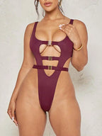 Maillot de bain une pièce, sexy, string, coupe haute pour femmes