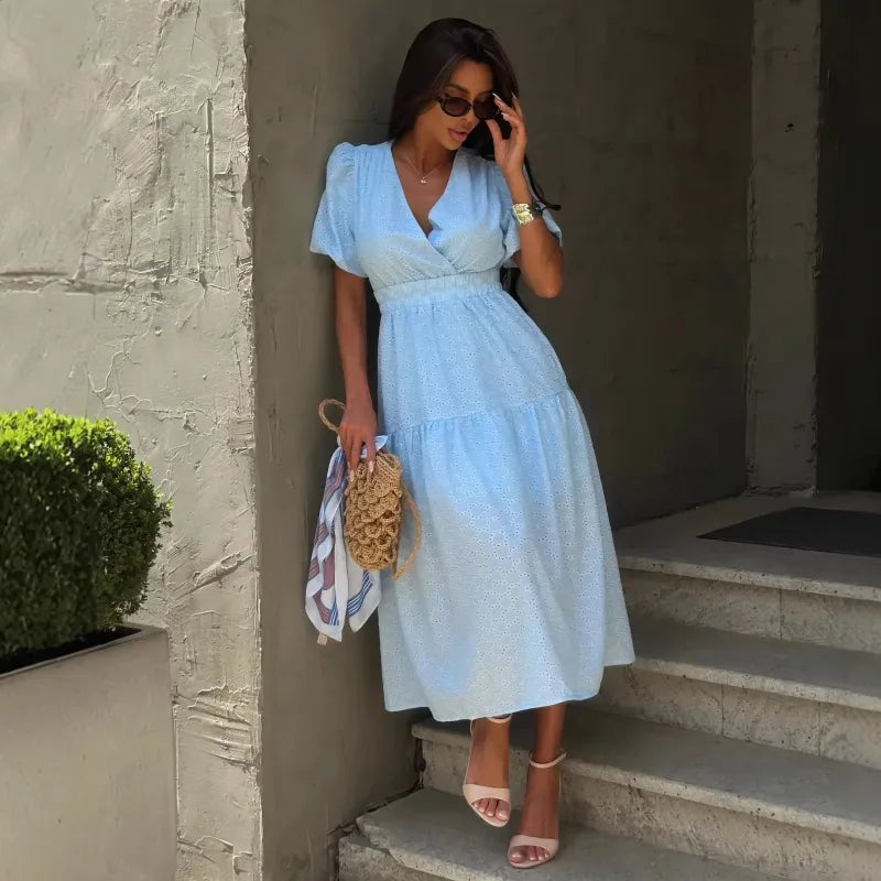 Robe longue ajourée pour femmes