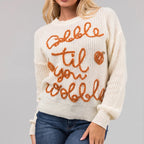 Pull en tricot brodé de lettres pour femmes