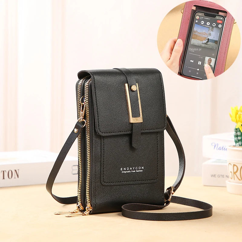 Sac à main en cuir souple téléphone portable pour femmes