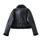Veste en faux cuir d'agneau pour femmes