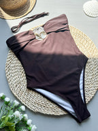 Maillot de bain bandeau une pièce sexy à boucle métallique pour femmes