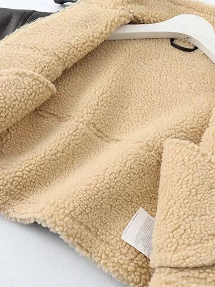Veste en fausse fourrure d'agneau pour femmes