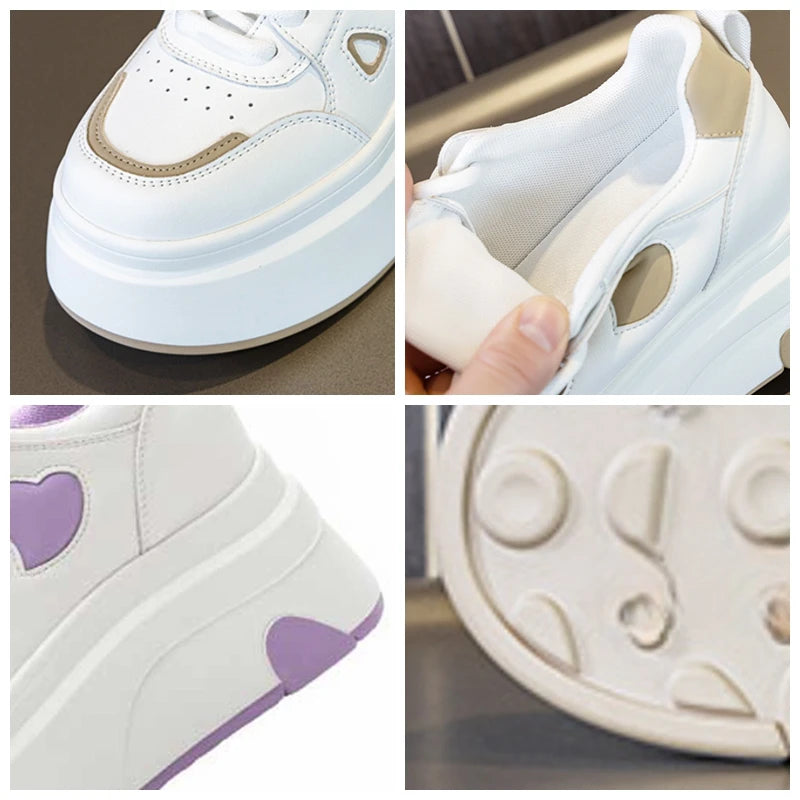 Baskets plate-forme en cuir pour femmes