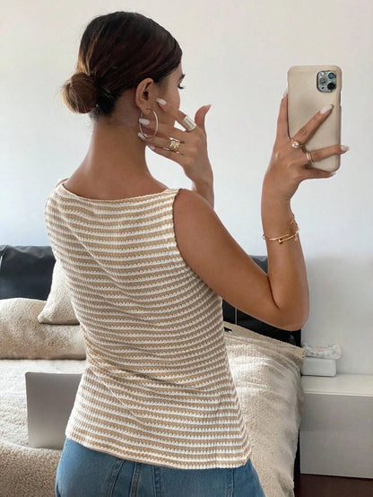 Chemisier Rayé Sans Manches Femme – Style Chic