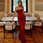 Robe longue plissée dos nu pour femmes