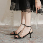 Sandales à talons fins et strass pour femmes