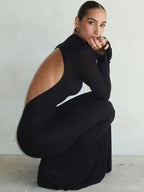 Robe évidée  à dos nu et col montant pour femmes