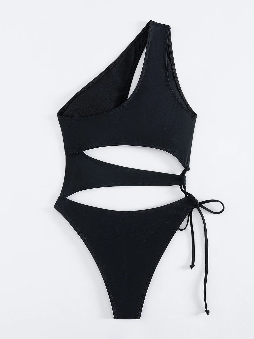 Maillot de bain une pièce évider une épaule cordon dos nu pour femmes