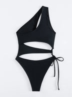 Maillot de bain une pièce évider une épaule cordon dos nu pour femmes