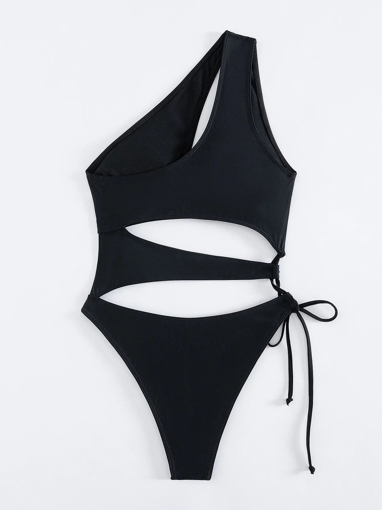 Maillot de bain une pièce évider une épaule cordon dos nu pour femmes