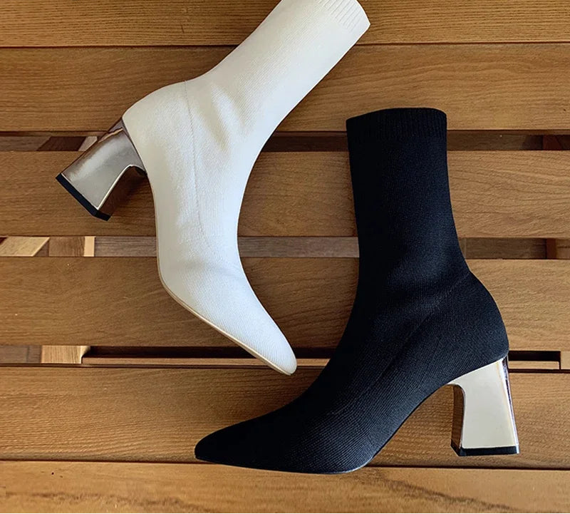 Bottines extensibles en tricot de haute qualité pour femmes