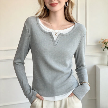 T-shirt Basique Femme – Col Rond et Manches Longues