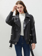 Veste en similicuir PU femme noir pour femmes
