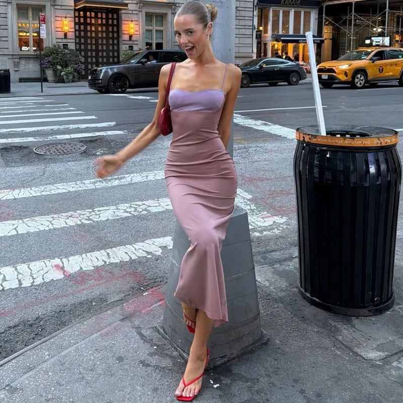 Robe longue d'été contrastée pour femmes