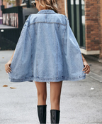 Manteau en jean à simple boutonnage pour femmes