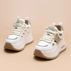 Baskets en cuir véritable confortable respirant pur femmes