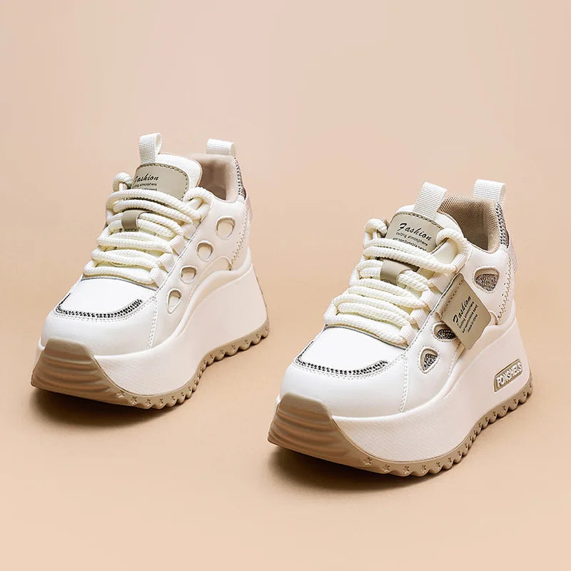 Baskets en cuir véritable confortable respirant pur femmes