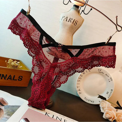 String Dentelle Femme – Pois et Boucle Cœur