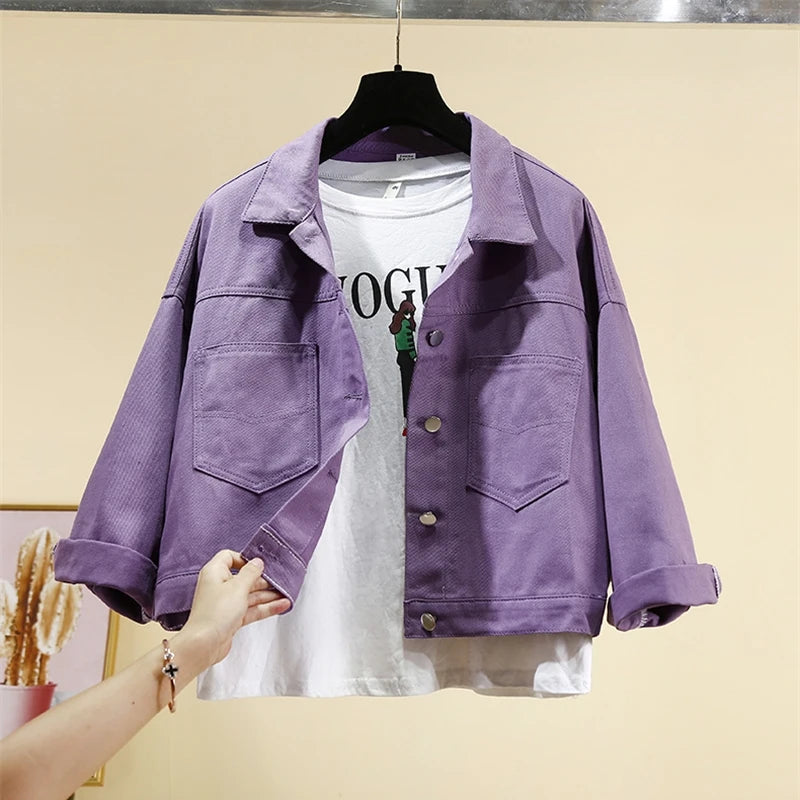 Vestes en jean violet pour femmes