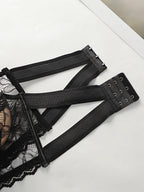 Ensemble de lingerie avec dentelle brodée sans bretelles et anneau en acier pour femmes