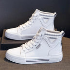 Basket montantes polyvalentes en cuir véritable pour femmes