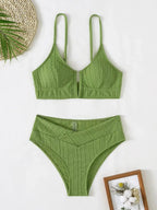 Maillot de bain deux pièces sexy à col en V profond pour femmes