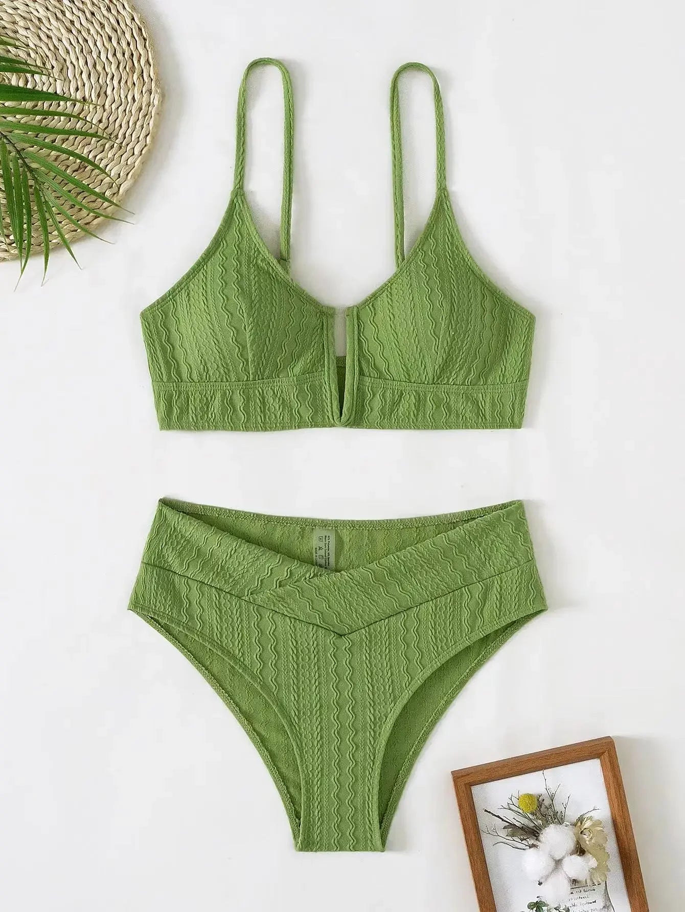 Maillot de bain deux pièces sexy à col en V profond pour femmes