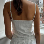 Top en dentelle en fibre de coton à col en V pour femmes