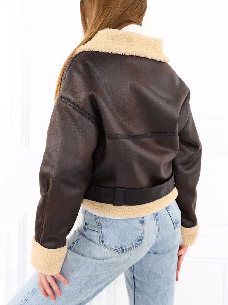 Manteau en fausse fourrure d'agneau pour femmes
